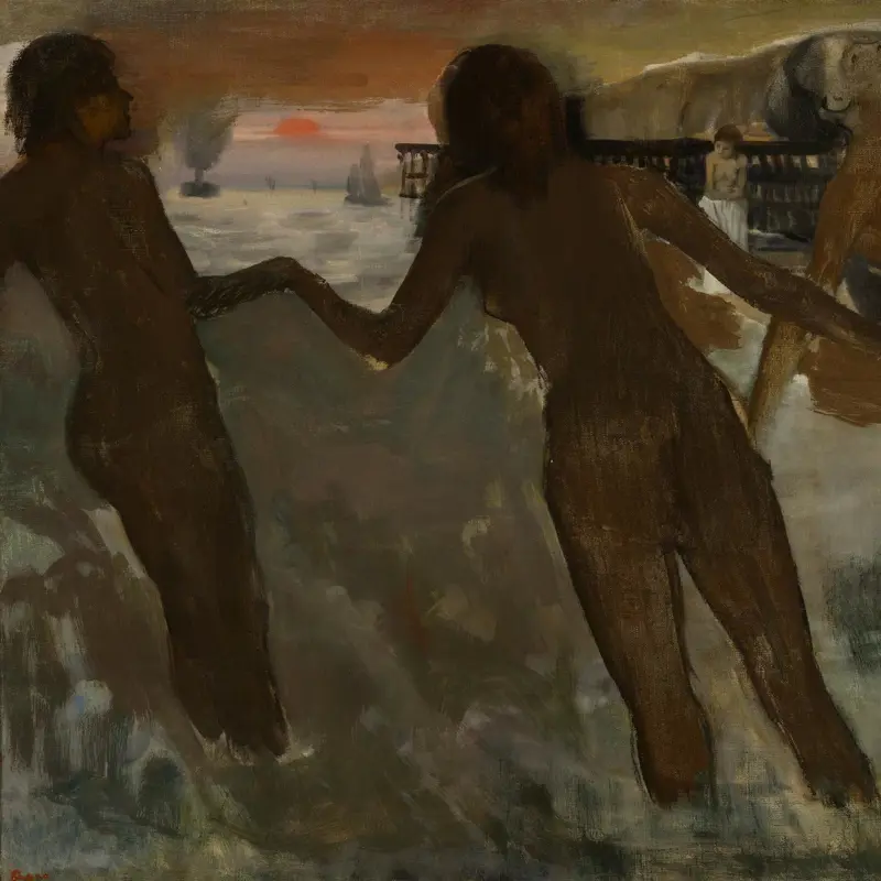 Peasant Girls bathing in the Sea at Dusk
