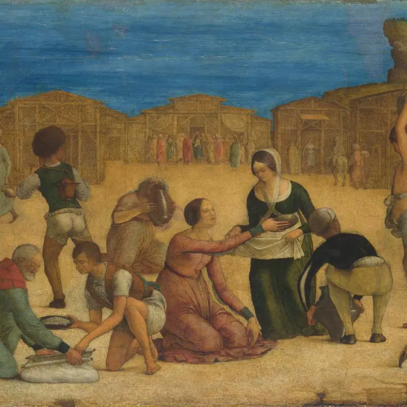 The Israelites gathering Manna