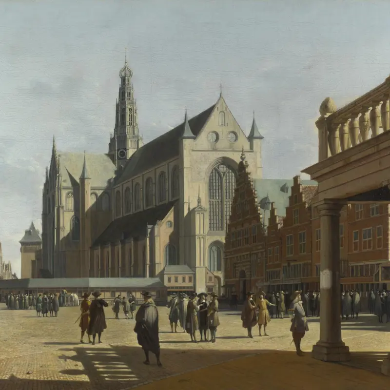 The Market Place and the Grote Kerk at Haarlem