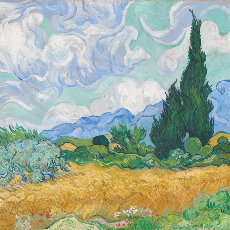A Wheatfield, with Cypresses