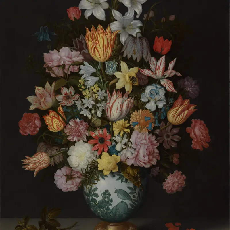 A Still Life of Flowers in a Wan-Li Vase